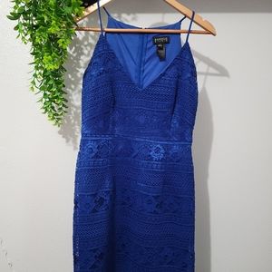 Short lace navy blue dress